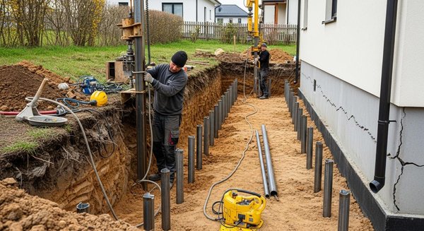 Le pieutage pour stabilisation et redressement : la solution durable contre l'affaissement des fondations
